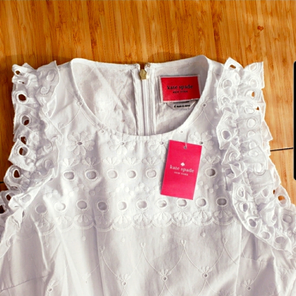 NWT Kate Spade eyelet lace dress Pretty fit & flare white eyelet dress - Picture 3 of 6